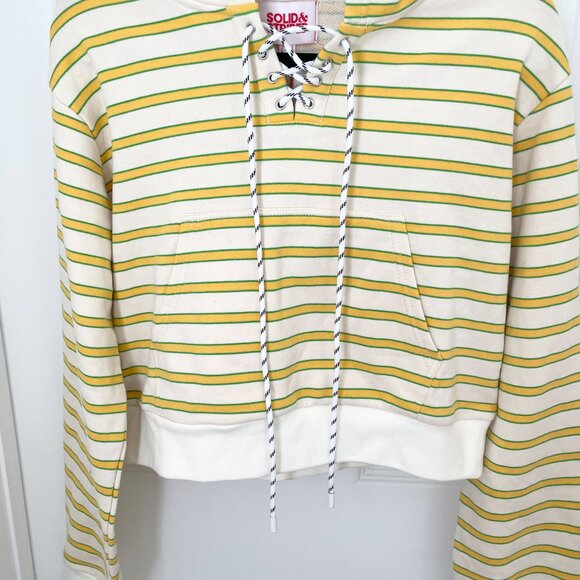 Women SOLID & STRIPEDThe Jolie Hoodie in Yellow Striped Size Extra Large - Picture 3 of 11
